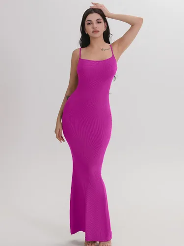 Vista 5 de AYWA Vestido largo sexy para mujer, suave, sin mangas, ajustado, acanalado, maxi vestidos