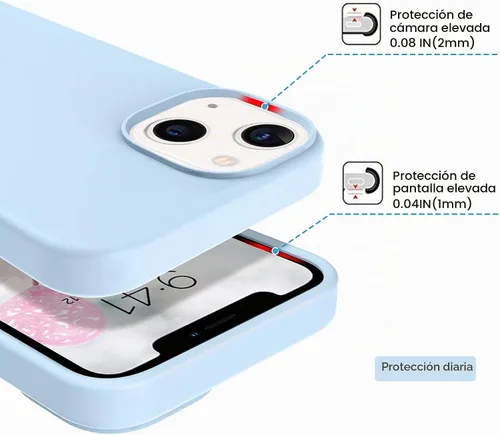Vista 3 de Telaso Funda compatible con iPhone 13, silicona líquida de gel suave para iPhone 13, funda delgada con forro de microfibra a prueba de golpes Azul