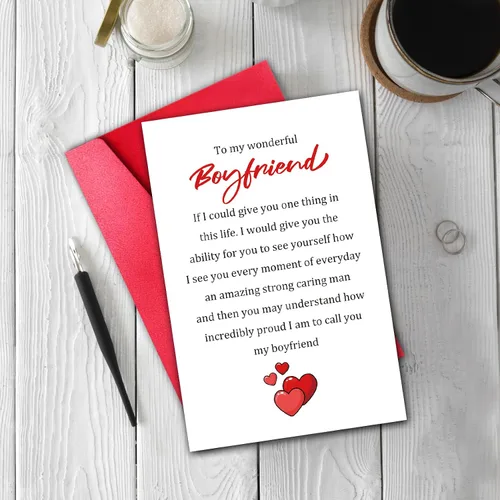 Vista 5 de TQDaiker Preciosa tarjeta del día de San Valentín para novio, dulce tarjeta de Vday para él, prometido, tarjeta de amor sincero para novio, To My