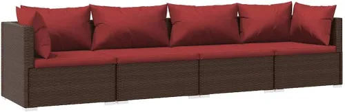 Vista 14 de Patio 3 Seater Sofa with Cushions Brown Poly Rattan Brown and Green