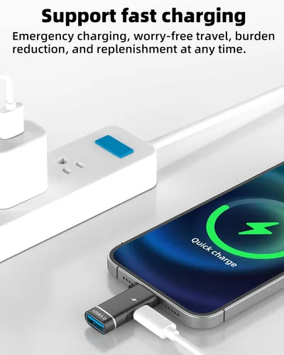 Vista 3 de Divisor USB C para iPhone 16 15 Pro Max Adaptador OTG Cable (2 en 1) Cámara digital para Apple cargador convertidor de carga hembra para iPad lector