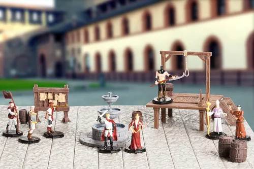 Vista 3 de Monster Townsfolk Mini Figuras de fantasía – 8 piezas pintables de clase de nobleza no jugador, personaje NPC miniaturas, tamaño hexagonal de 1
