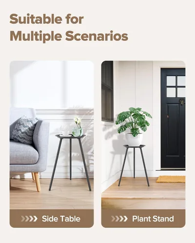 Vista 5 de Soporte alto para plantas de interior, soportes de metal para plantas de interior de mediados de siglo, mesa de altura ajustable para macetas