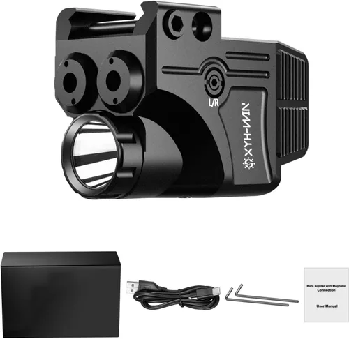 Vista 6 de XYH-Win 600 lúmenes luz táctica para arma con mira láser verde/IR, luz para pistola con función estroboscópica/constante, mira láser de doble