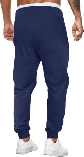 Vista 2 de Renaowin Pantalones deportivos para hombre, ligeros, ajustados, con cordón en la cintura, con bolsillos, para entrenamiento, correr, gimnasio, a