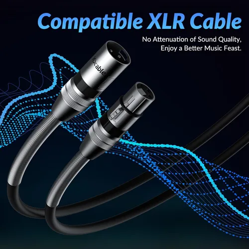 Vista 5 de Paquete de 2 cables de iluminación de escenario DMX de 4 pies, cable XLR macho a hembra de 3 pines, compatible con conexión de audio de micrófono