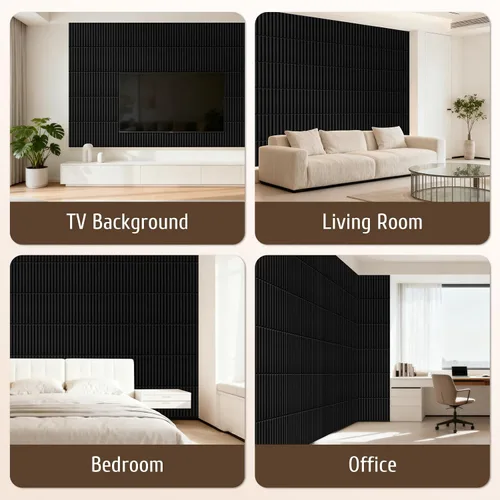 Vista 2 de Qidejoy 33 piezas de paneles de pared de PVC 3D con lamas 12x12 pulgadas con textura acanalada, paneles decorativos modernos, azulejos para cortar
