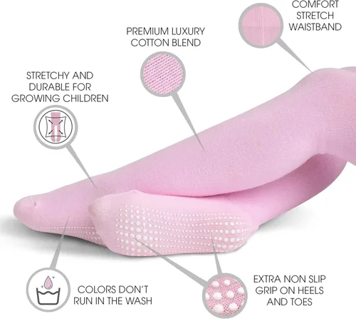 Vista 6 de LA ACTIVE Baby Girls Tights - Cozy Warm Cotton Cable Knit Winter Tights - Non-Skid Grip - Toddler Infant Newborn Kids