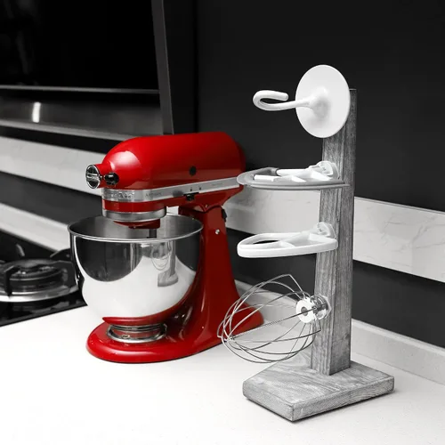 Vista 4 de Soportes de Madera para Accesorios de Batidora de Pie, Compatible con Accesorios de Mezcladora KitchenAid, Organizador de Accesorios de Cocina