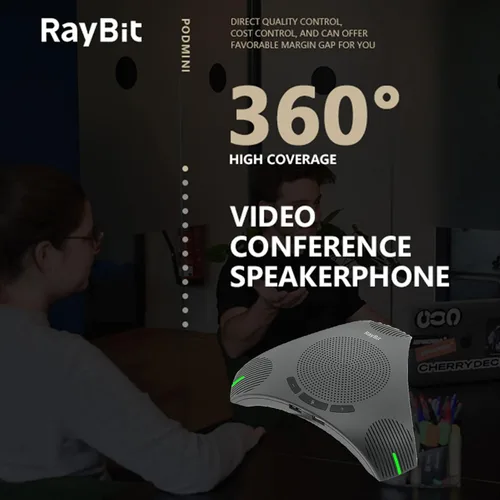 Vista 8 de Altavoz USB con doble concentrador, micrófono omnidireccional para sala de conferencias, altavoces de computadora con micrófono para oficina