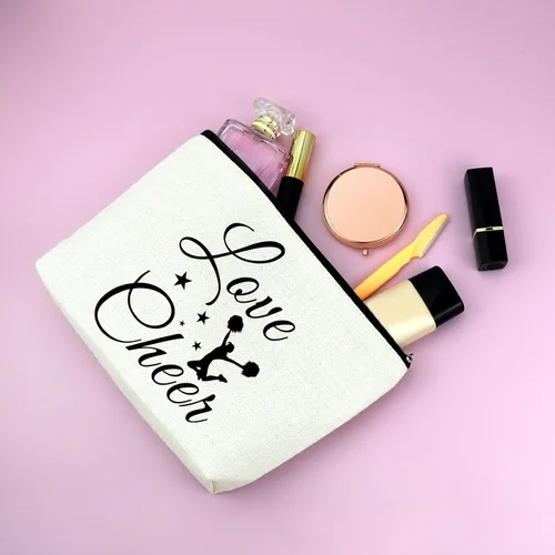 Vista 4 de Mxrymvu Regalo de animadora para mujer, bolsa de maquillaje de agradecimiento para alegría, Sigue tus sueños; Amor alegría