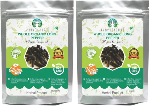Vista 8 de AYURVEDASHREE Pimienta larga india entera prémium (Pippali) 3.53 oz - Auténtico pipli, thippili y pimienta negra larga
