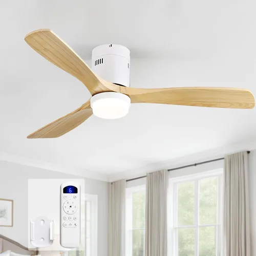 Vista 27 de Sofucor - Ventiladores de techo de 52 pulgadas con luces, ventilador de techo de madera sólida para interiores/exteriores con control remoto, motor