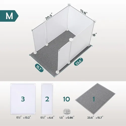 Vista 4 de MEEXPAWS Recinto de Caja de Arena para Gatos con Protector contra Salpicaduras Pequeño 20.5L × 14A x 18Al pulgadas, Láminas de Plástico Ligero