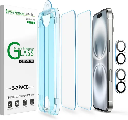 Vista 10 de amFilm OneTouch Protector de pantalla de vidrio para iPhone 11, iPhone XR (6.1 pulgadas) con kit de fácil instalación, vidrio templado, paquete de 2