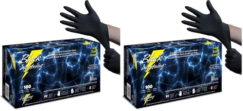 Vista 16 de Guantes de examen Atlantic Safety Products Black Lightning, desechables, guantes de nitrilo sin polvo, negros, pequeños, 100