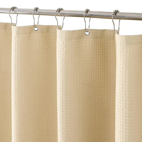 Vista 19 de MISS SELECTEX Cortina de ducha de tela lavable a máquina, clásica tela gruesa de punto gofre, duradera para baño, tela repelente al agua de alta