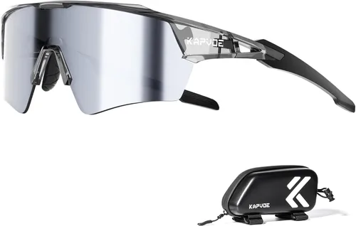 Vista 10 de KAPVOE Gafas de ciclismo fotocromáticas para hombres y mujeres, gafas de sol deportivas con protección UV, gafas de bicicleta de montaña, MTB