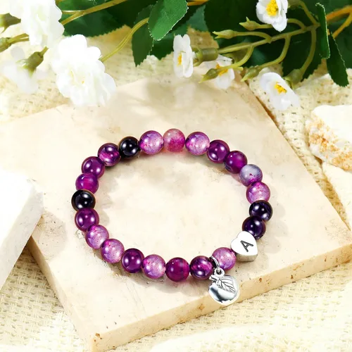 Vista 5 de M MOOHAM Regalos para profesores para mujeres, regalos de agradecimiento para profesores, pulseras de piedra natural para profesores, pulseras