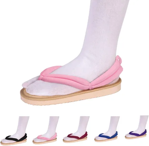 Vista 2 de UZAIN Anime Kimetsu no Yaiba Cosplay Zueco Zapatos Kamado Tanjirou Shinobu Cosplay Sandalia Prop Oshitari con calcetines