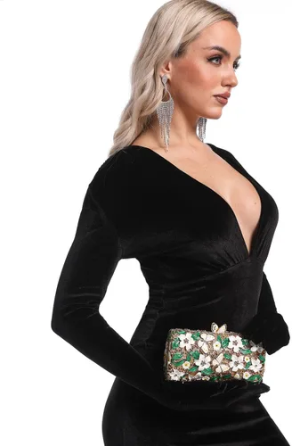 Vista 4 de Boutique De FGG Flores y mariposas mujeres cristal embrague bolso de noche boda fiesta Rhinestone bolsos