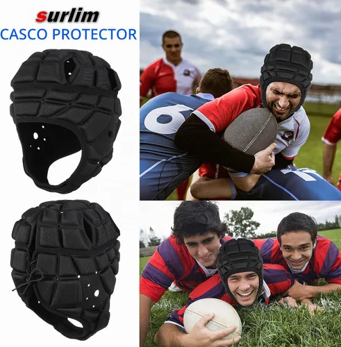 Vista 5 de Rugby Soft Helmet - Casco de fútbol Scrum Cap 7v7 Flag Negro