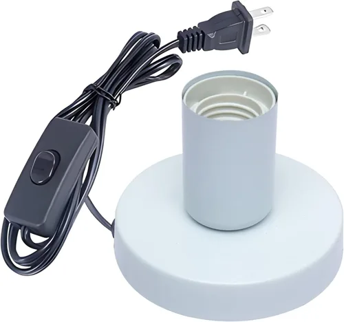 Vista 7 de Lámpara de mesa industrial, pequeña base de enchufe de luz de escritorio de metal pulido, soporte de bombilla de rosca Edison vintage E26/E27, cable