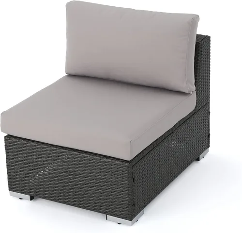 Vista 2 de Christopher Knight Home Santa Rosa - Asiento modular de mimbre sin brazos para exteriores con marco de aluminio y cojines resistentes al agua