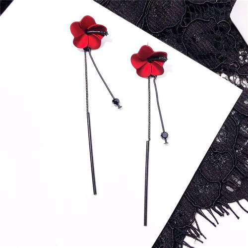Vista 8 de D.Rosse Pendientes largos con diseño de flor de borla bohemio, de metal mate, con diseño floral, para mujer.