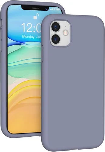 Vista 11 de Funda de silicona líquida compatible con iPhone 12 Pro Max 6.7 pulgadas, funda de gel de protección completa con forro de microfibra, funda