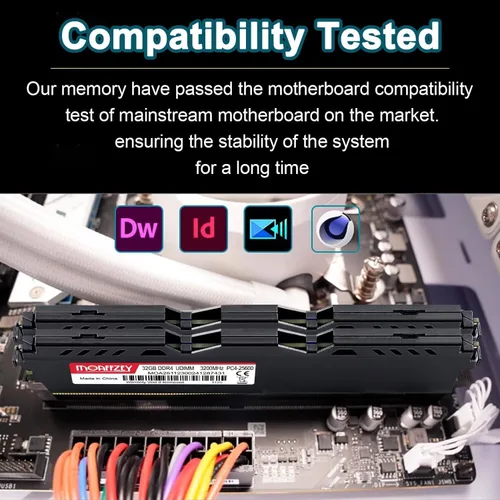 Vista 4 de DDR4 RAM 32GB 3200MHz Módulo de memoria de escritorio PC4-25600 UDIMM sin ECC sin búfer 1.35V 288 pines CL16 para computadora de escritorio