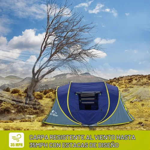 Vista 4 de Pop Up Tents for Camping 2-4 Person Waterproof Easy Up Setup Camping Tent 2 Big Doors Instant Family