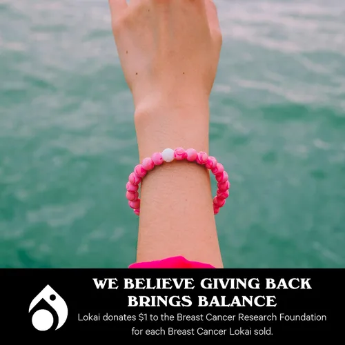 Vista 5 de Lokai Silicone Beaded Bracelet for Breast Cancer Awareness - Silicone Jewelry Fashion Bracelet Slides-On for Comfortable Fit - Breast Cancer