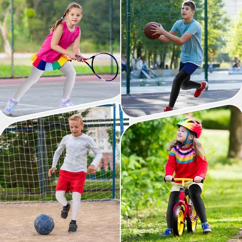 Vista 5 de Newbyinn 2 pares de mangas de pierna para niños, manga larga de compresión para jóvenes, niños, niñas, baloncesto, fútbol, fútbol