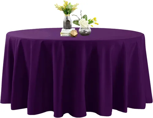 Vista 45 de Mantel de poliéster lavable de 132 pulgadas, resistente a las manchas y a las arrugas, mantel decorativo para mesa de comedor, fiestas de bufé