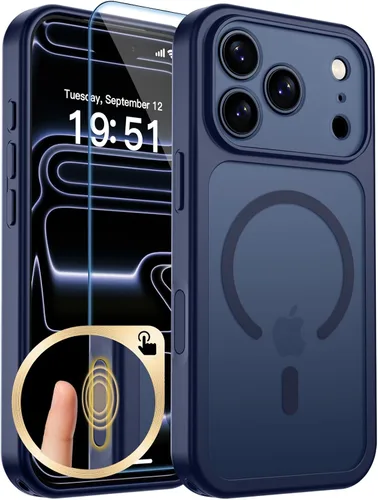 Vista 313 de zapica Funda magnética para iPhone Air, con protector de pantalla de vidrio templado, compatible con MagSafe, translúcida mate, a prueba de golpes