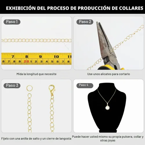 Vista 6 de ENERFUN Cadenas de collar de oro para hacer joyas, 112 pies, 15 rollos de cadenas a granel para hacer collares, pulseras, accesorios con anillos