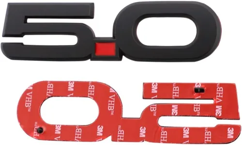 Vista 2 de 2pcs OEM 5.0 Emblemas Insignia 3D Autoadhesivo Logo Pegatina para Ford Mustang GT 2011 2012 2013 2014 (negro)