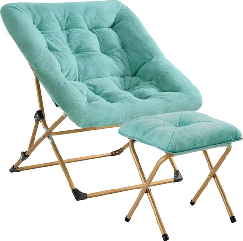 Vista 9 de OAKHAM Silla cómoda para adultos, suave sillón plegable de pelo sintético para dormitorio, sala de estar, dormitorios, silla de lectura flexible