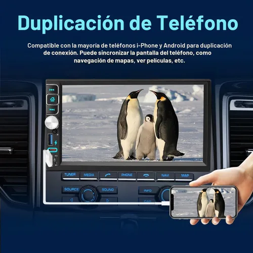 Vista 4 de Estéreo doble del coche del dinar 7" inalámbrico CarPlay/Android