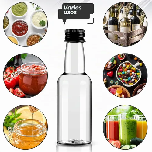 Vista 7 de Tessco for you 100 botellas de licor mini con tapas negras, 0.8 onzas