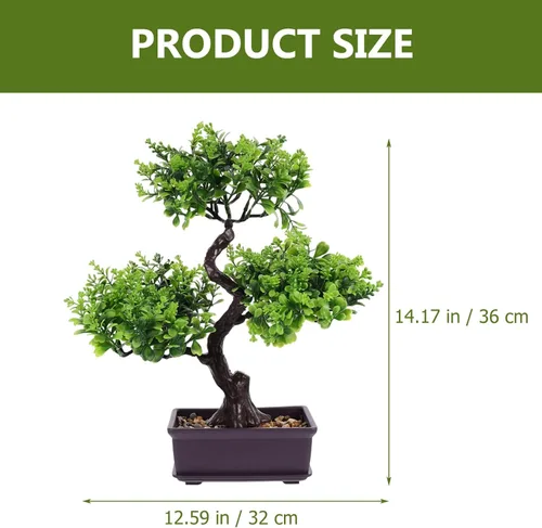 Vista 3 de EXCEART Árbol bonsái artificial, plantas de plástico, adorno bonsái para decoración de boda, árbol bonsái de imitación verde