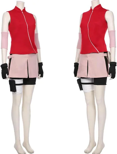 Vista 3 de Disfraz de anime, disfraz de anime, vestido de cosplay rojo, peluca de uniforme de Halloween para mujer
