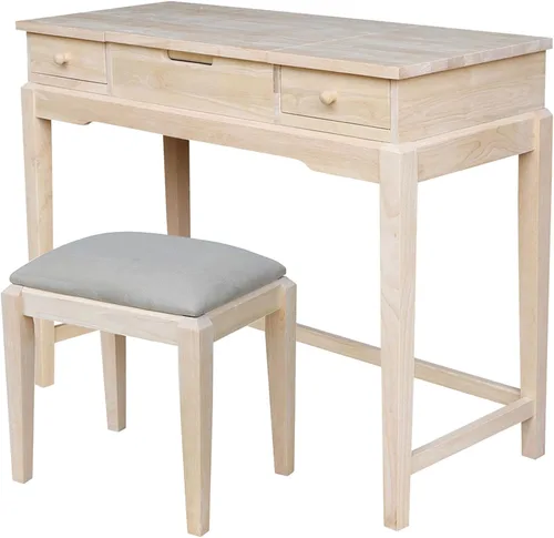 Vista 13 de International Concepts - Mesa de tocador con banco de tocador Esspresso