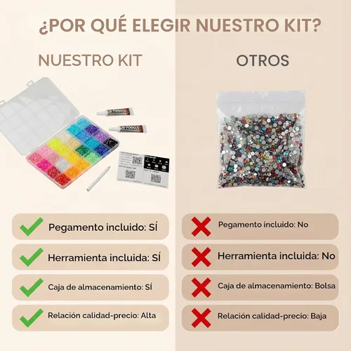Vista 9 de Juego de 8000 piezas de diamantes de imitación deslumbrantes de resina