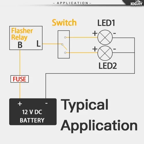 Vista 4 de Relé electrónico intermitente LED de velocidad de 12 V ajustable de 2 pines para señal de giro de motocicleta, reemplazo directo, relé universal