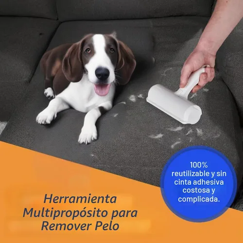 Vista 5 de Herramienta de eliminación de pelo de mascotas con rodillo, rodillo de pelusa reutilizable - Removedor de pelo de gatos y perros para muebles Blanco