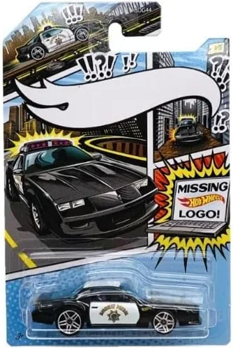 Vista 2 de Hot Wheels Police Pursuit Comic Missing Logo Art Variant - Paquete completo de 5 (edición 2020) Coches de policía coleccionables 1:64 fundidos a
