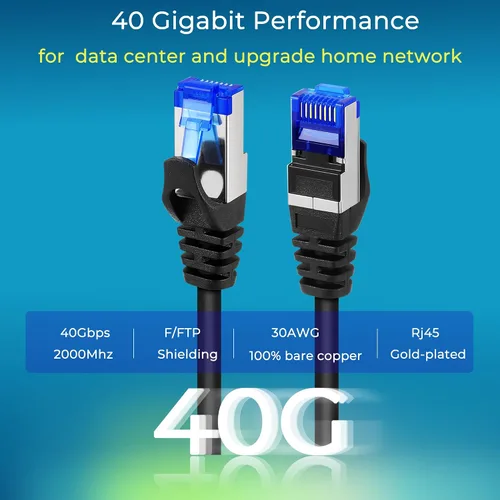 Vista 3 de Rapink Patch Cables Cat8 de 0.5 pies (paquete de 10) delgado, cable de conexión Ethernet Cat 8 soporte 40G, cable de red Cat 8 sin enganches