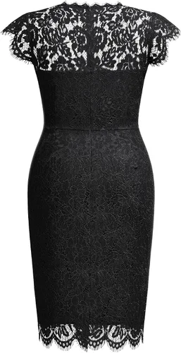 Vista 6 de Miusol Vestido de noche formal para mujer, con encaje retro, sin mangas, talla grande